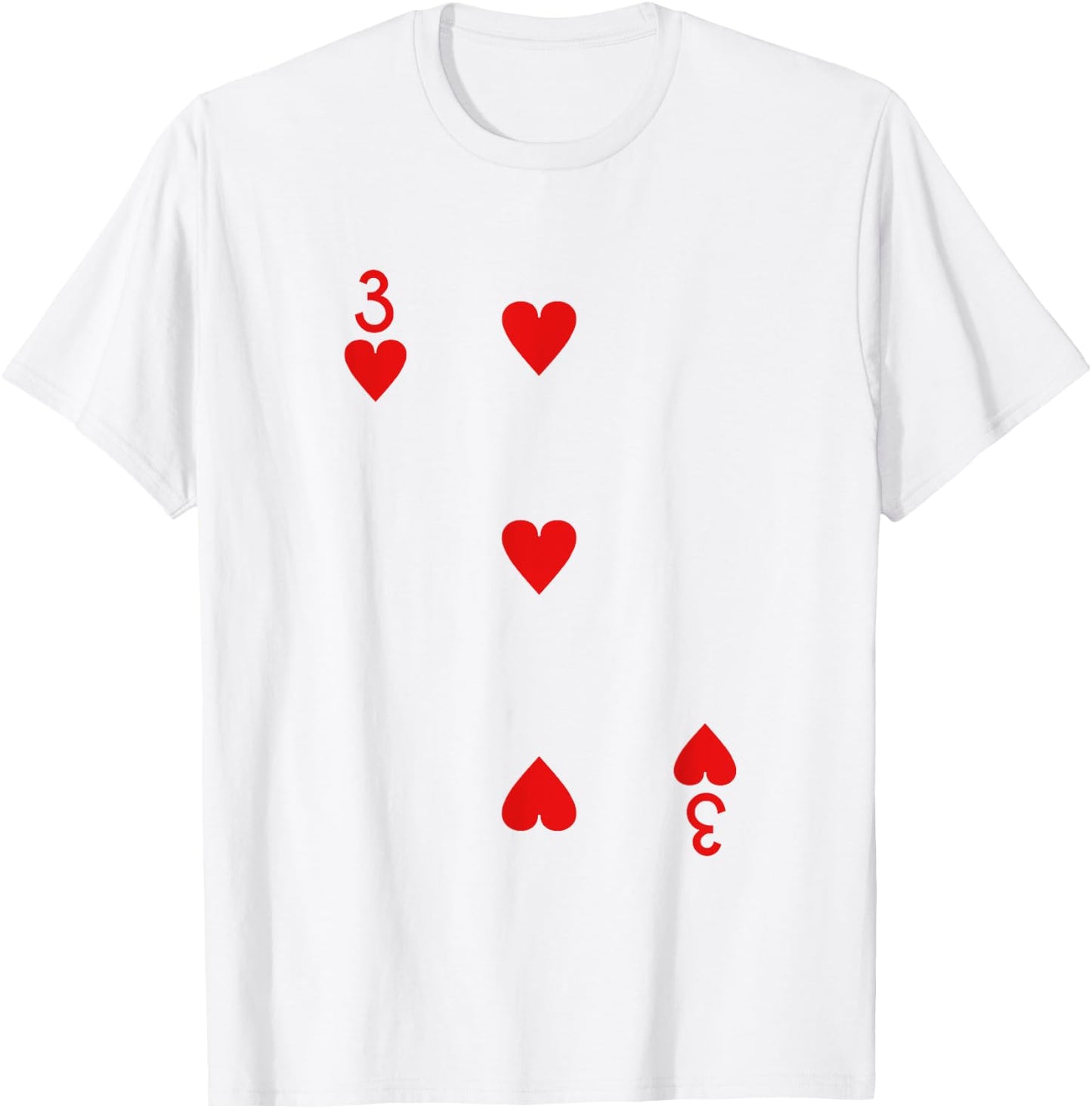 Three Of Hearts Deck Of Cards Playing Cards Halloween Poker T-Shirt - T-Shirt | White
