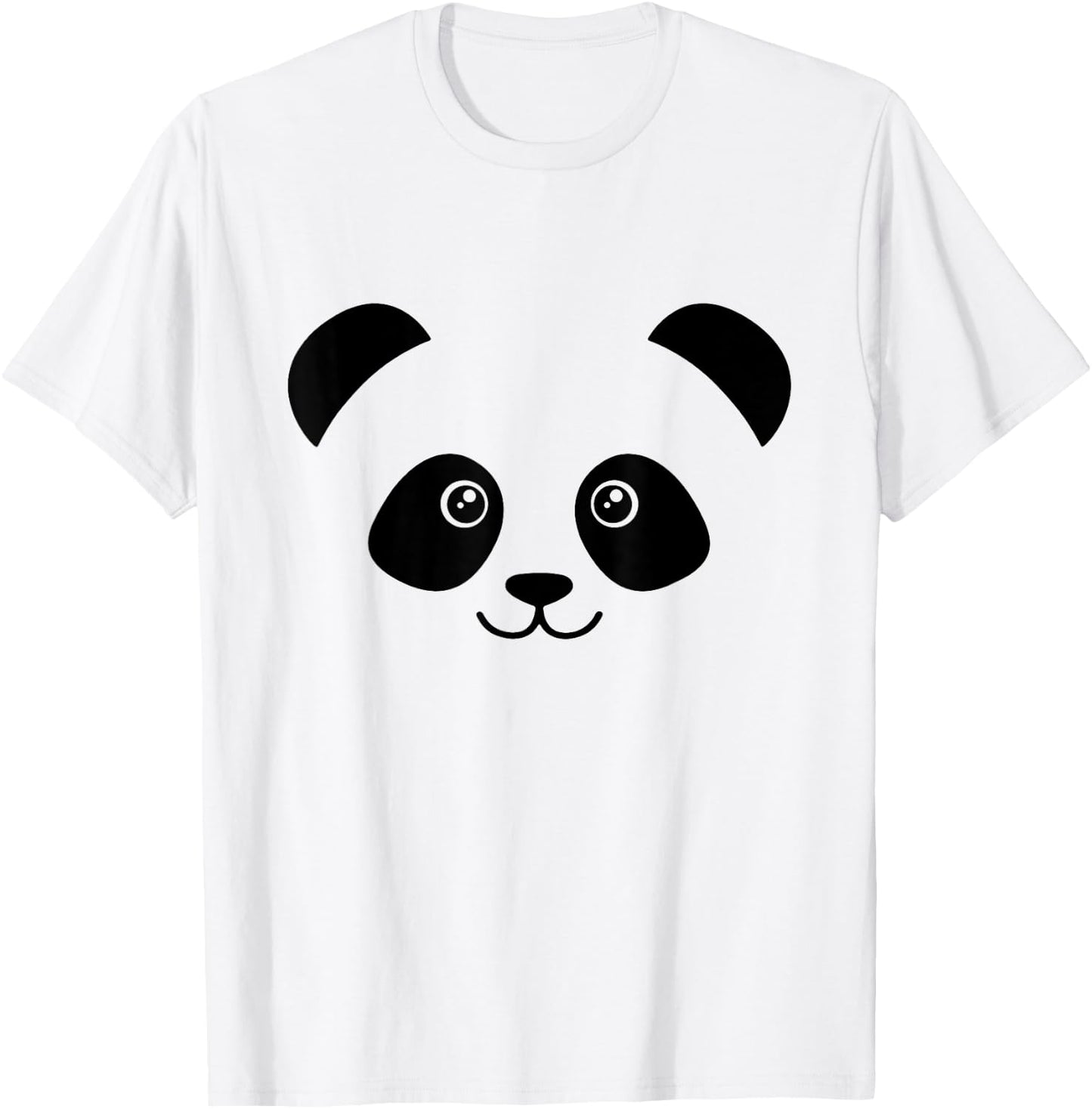 Panda Face Cute design Cute Little Panda Face , Girls - Grey, Short Sleeve, Classic Fit, , XS/Small T-Shirt - T-Shirt | White