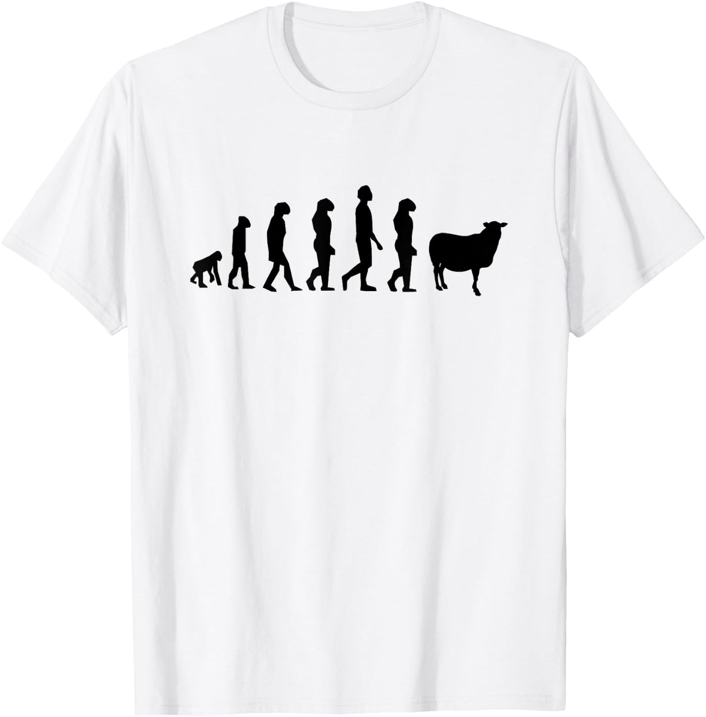 Evolution Of Man Monkey Sheep Funny Political Meme T-Shirt - T-Shirt | White