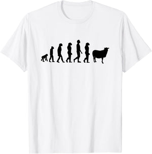 Evolution Of Man Monkey Sheep Funny Political Meme T-Shirt - T-Shirt | White
