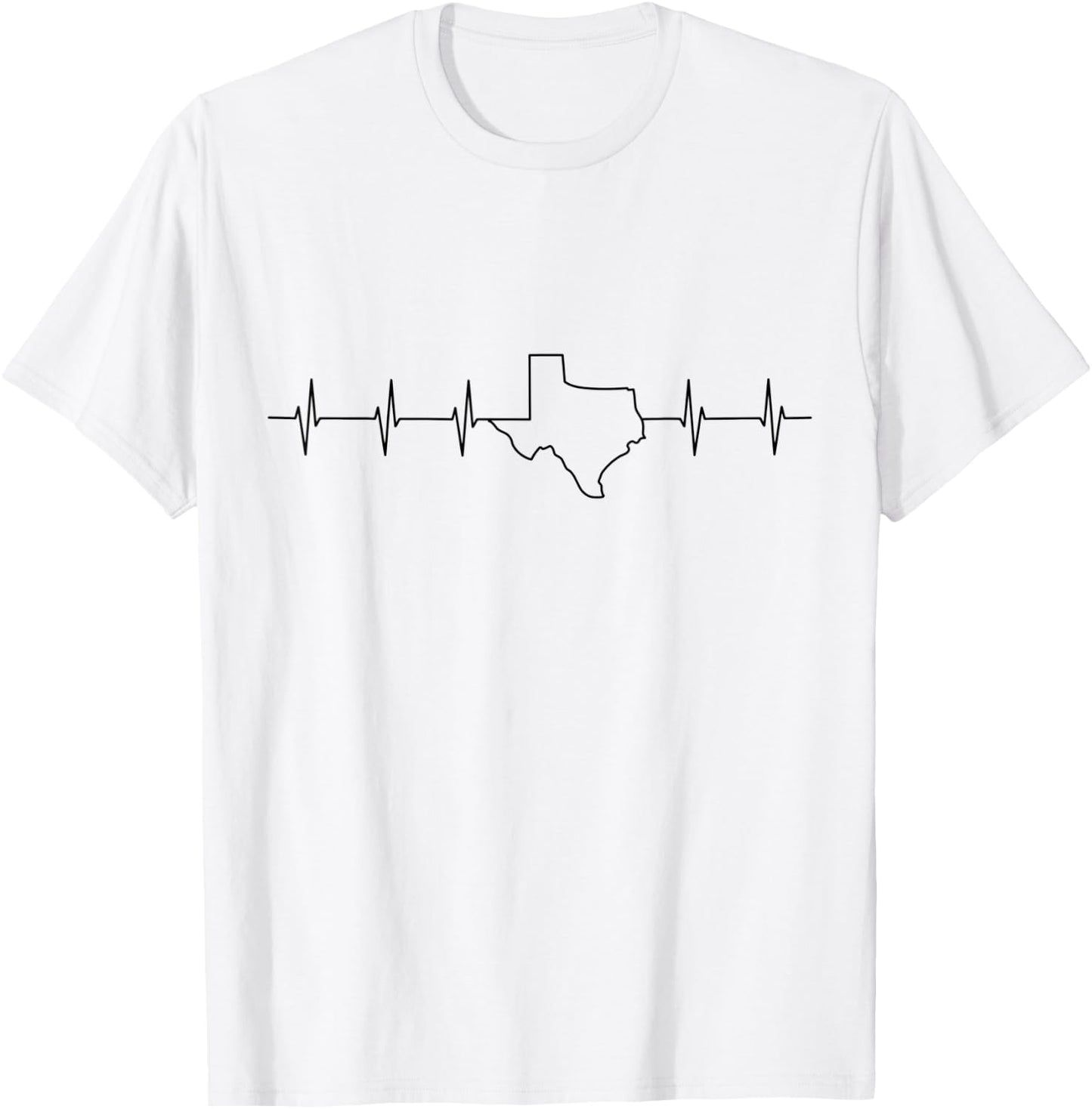 Love Texas Heartbeat Longhorn State Outline Gift Texan T-Shirt - T-Shirt | White