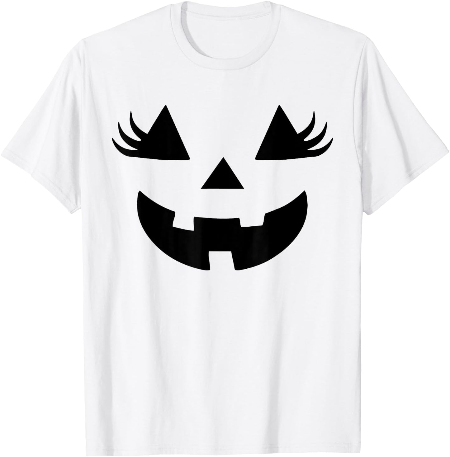 Jack O Lantern Face Pumpkin Eyelashes Halloween Women Girls T-Shirt - T-Shirt | White