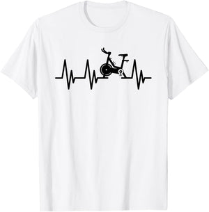 Love Spin Heartbeat Funny Gym Workout Fitness Spinning Class T-Shirt - T-Shirt | White