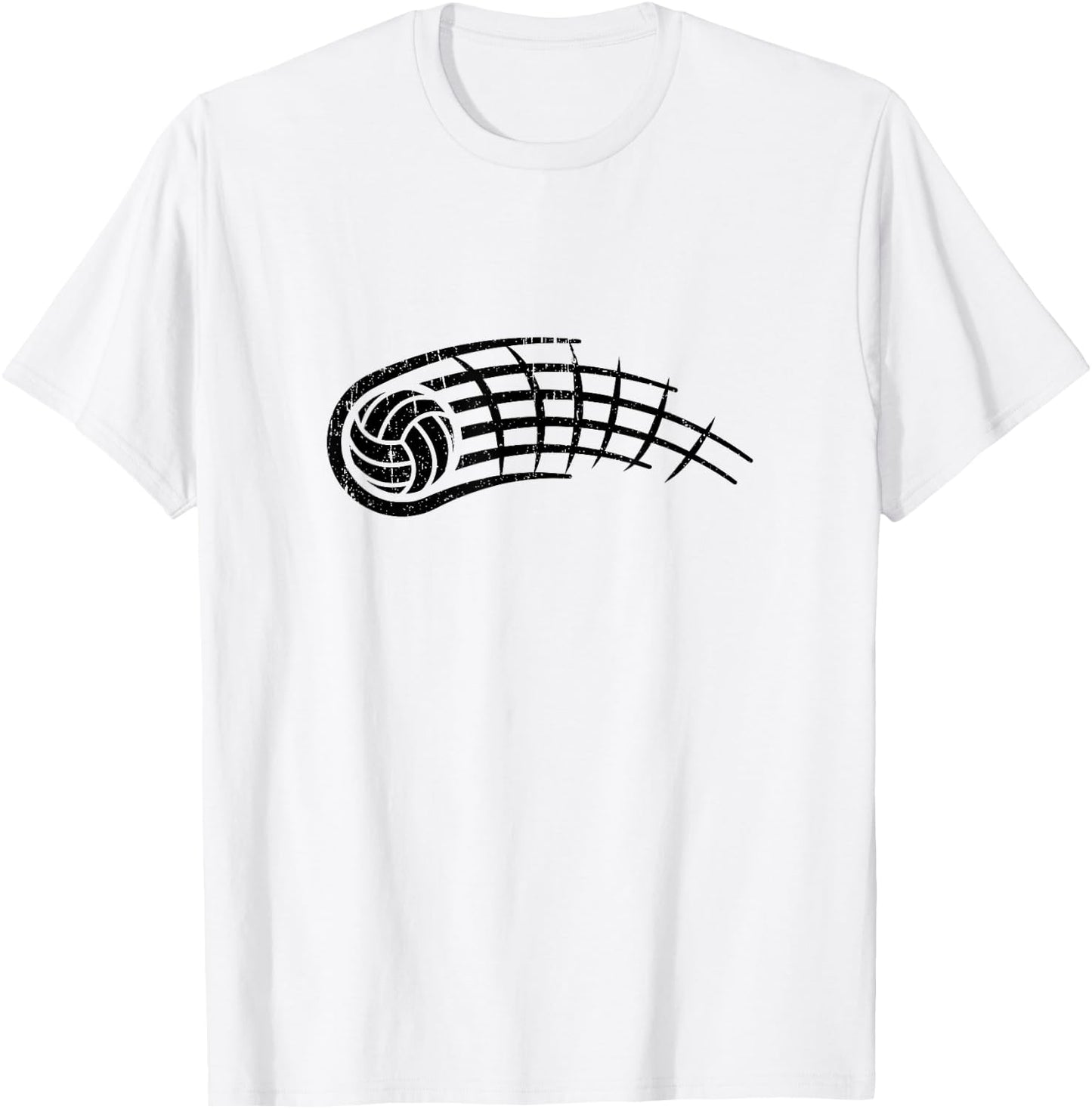 Black and White Volleyball Logo Sports Tribal Distressed T-Shirt - T-Shirt | White