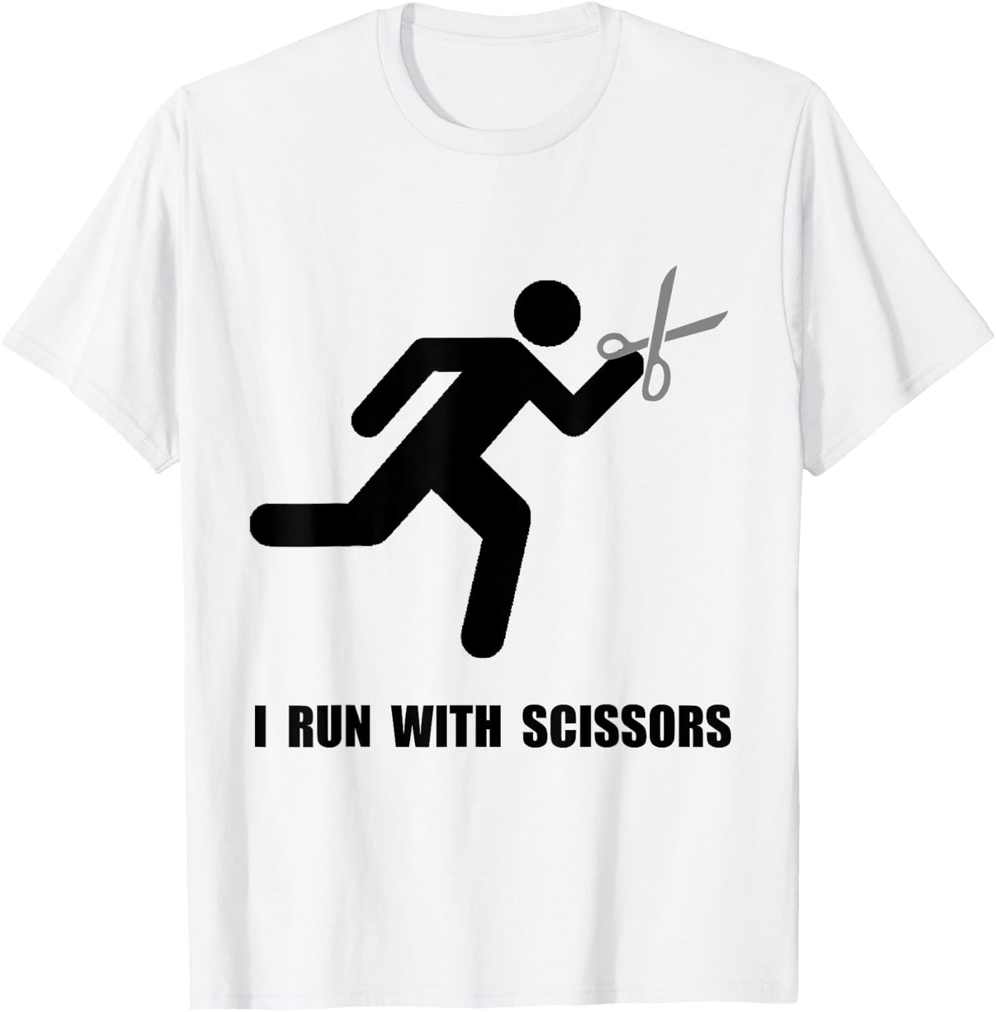 Run With Scissors Funny T-Shirt - T-Shirt | White