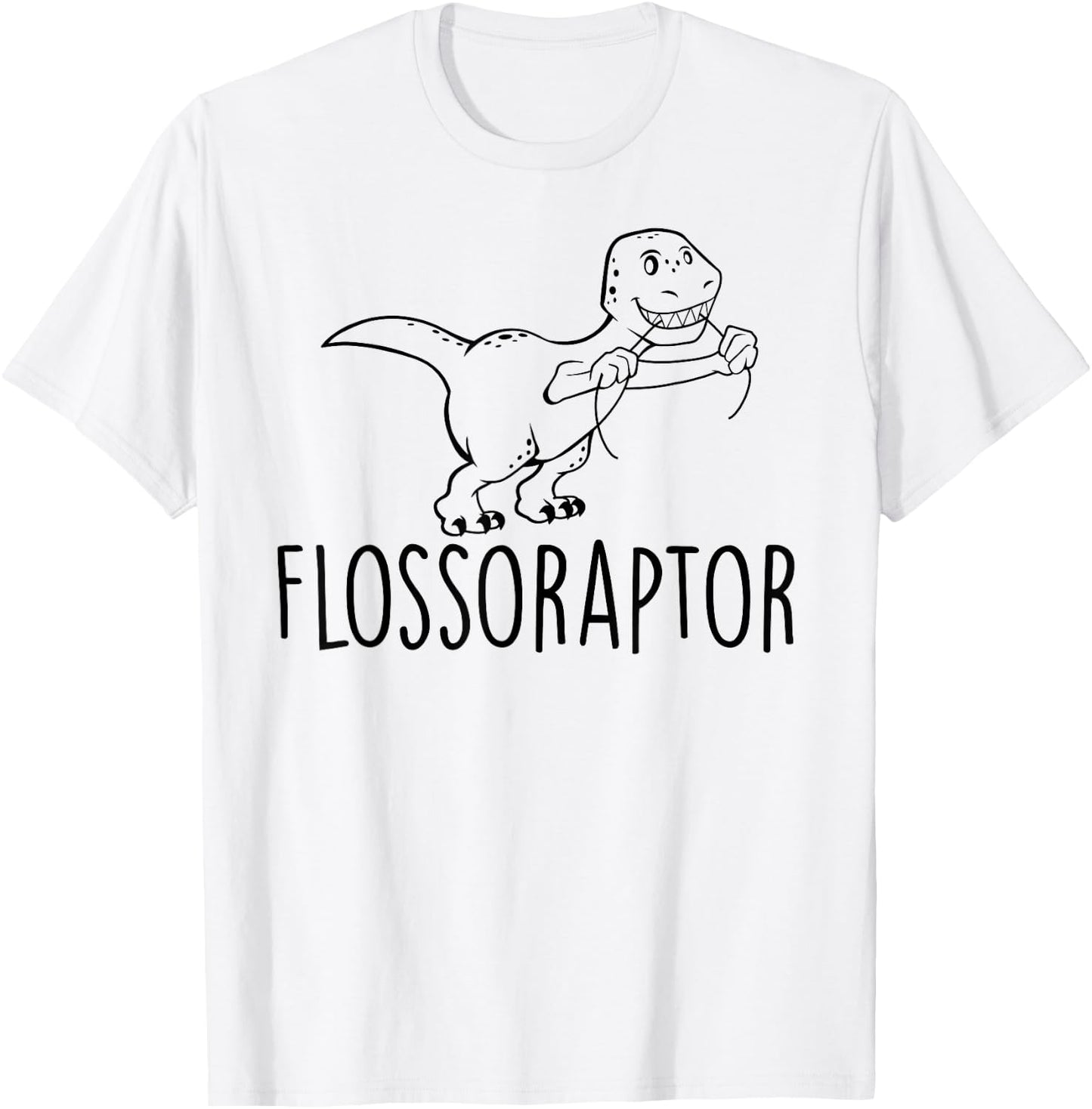 Flossoraptor Floss Cute Raptor Funny DDS Dental Babe T Shirt T-Shirt - T-Shirt | White