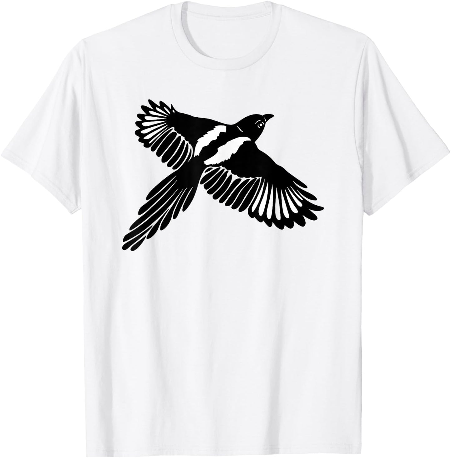 Magpie Bird with Large Wings Animal Wild Animal Gift T-Shirt - T-Shirt | White