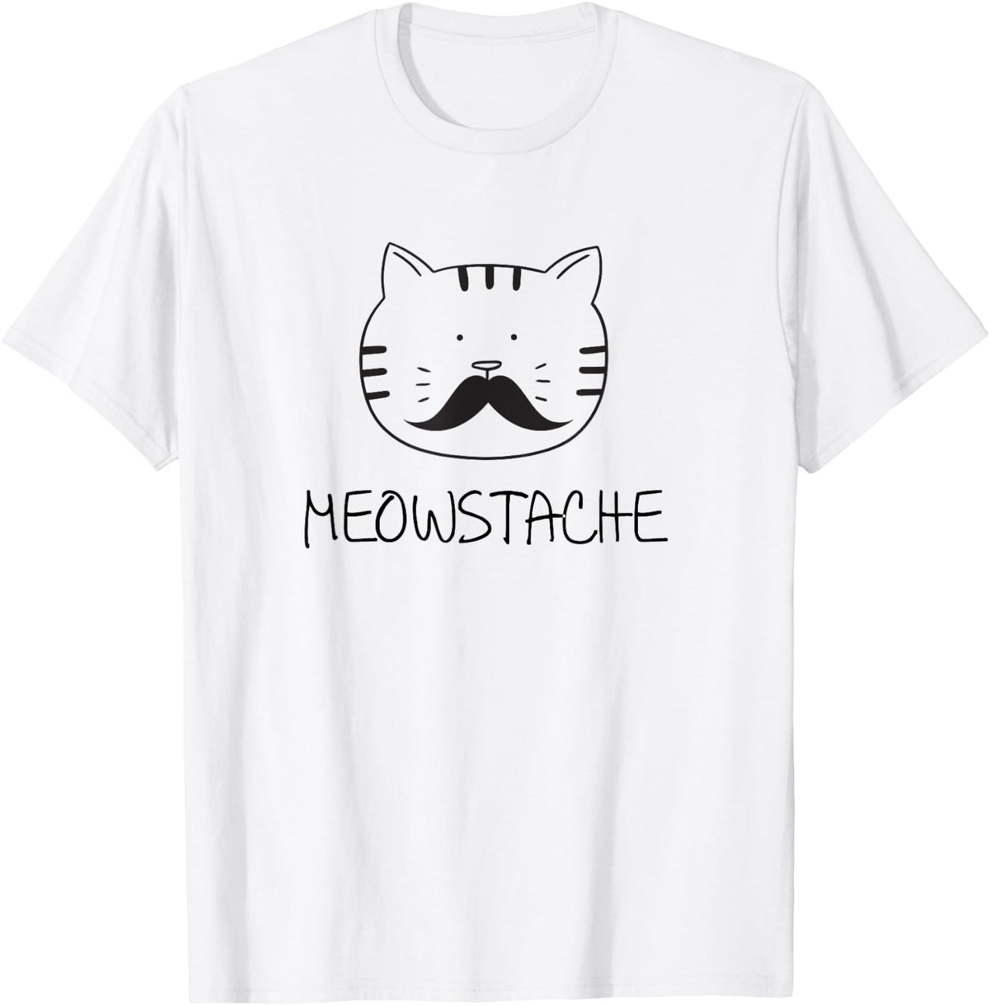 Funny cat mustache meowstache gift Men Women Girls Kids T-Shirt - T-Shirt | White