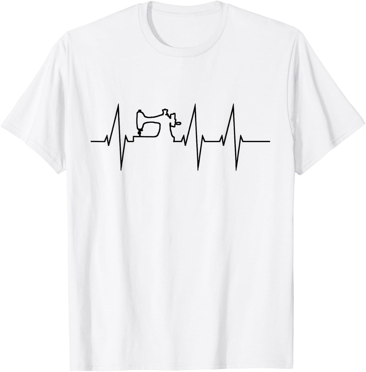 Funny Sewing Quilting Patchwork Heartbeat Men Women T-Shirt - T-Shirt | White