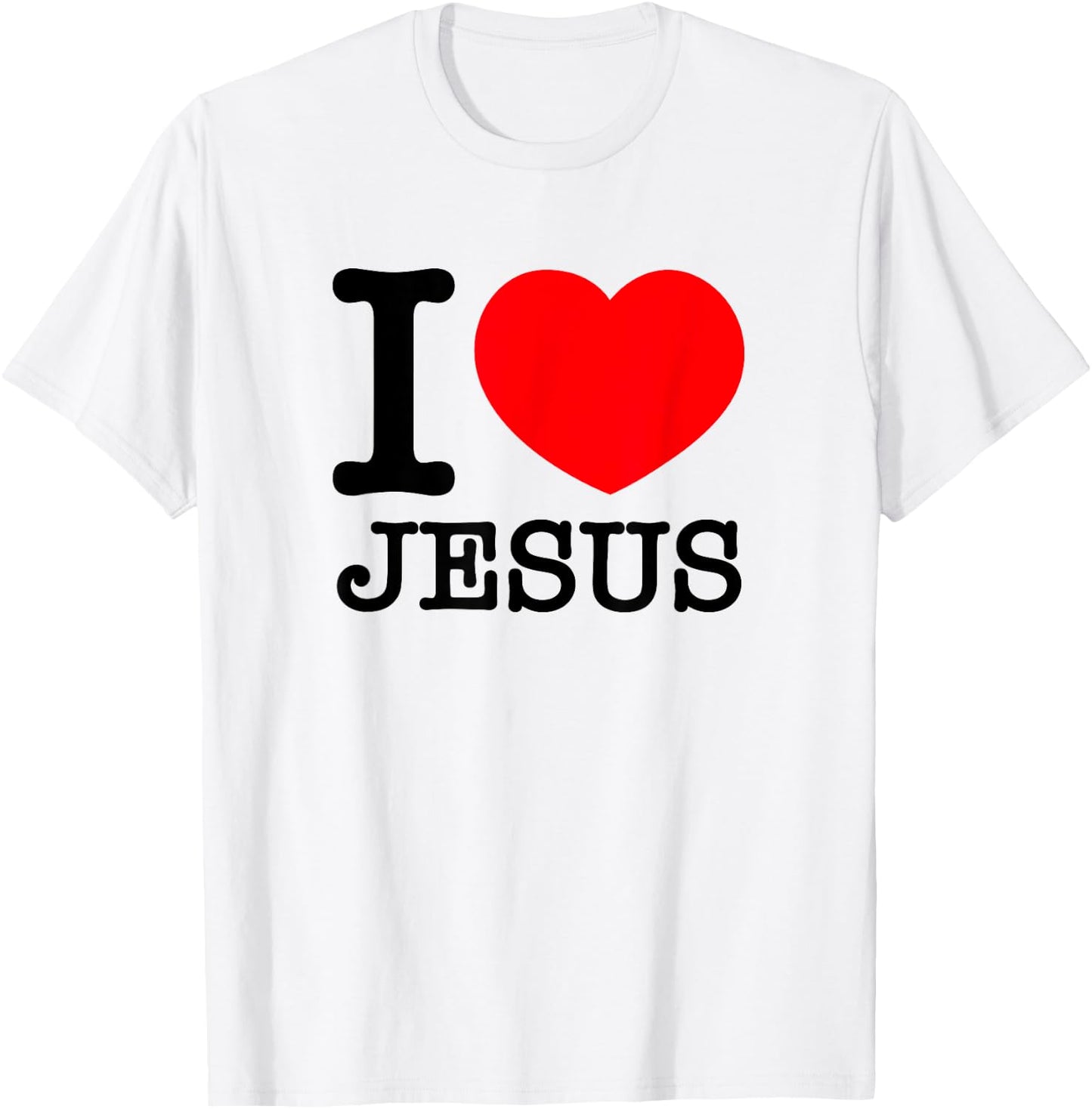 I Love (Heart) Jesus - Red Heart Black Text Design T-Shirt - T-Shirt | White