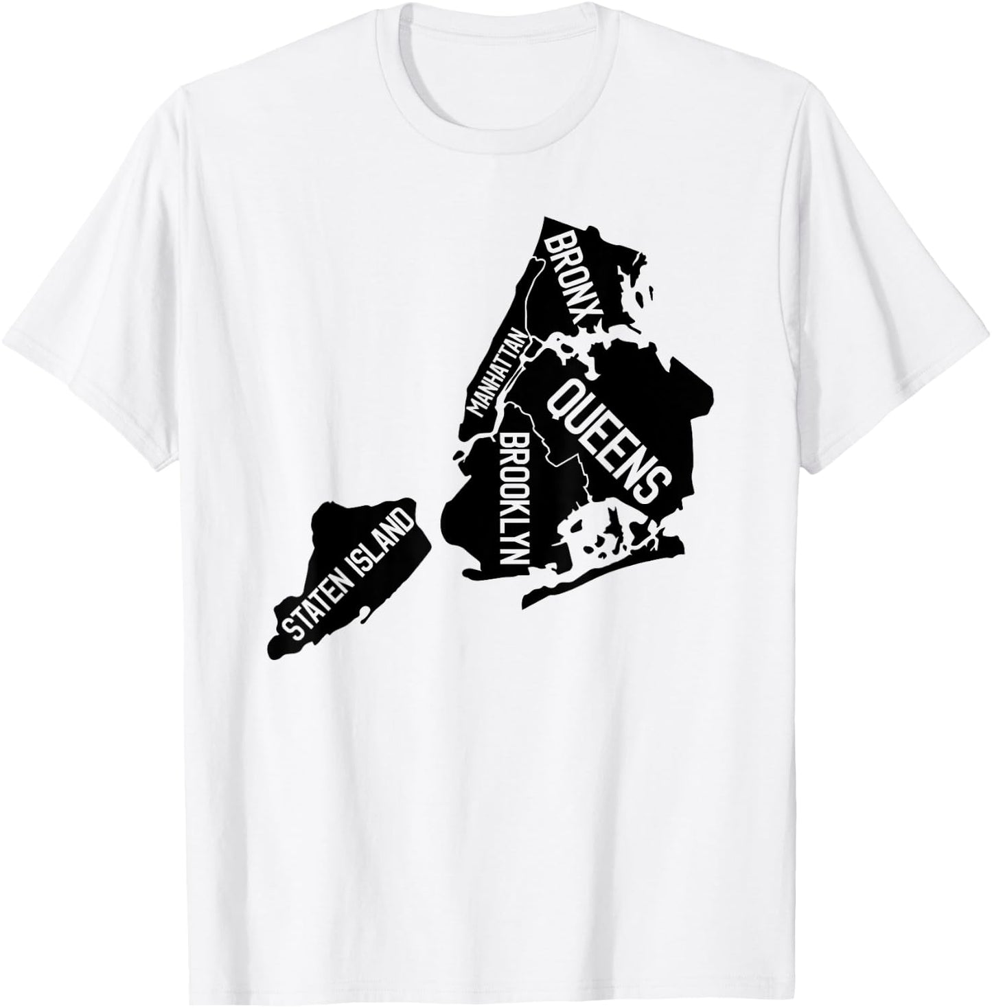 New York City Boroughs Map T-Shirt - T-Shirt | White