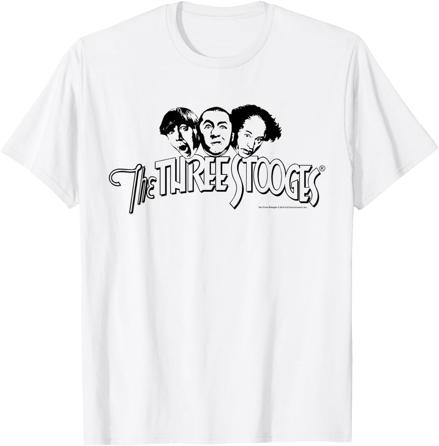 TTS- The Three Stooges Head Logo: Dark T-Shirt - T-Shirt | White