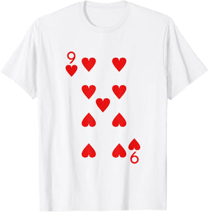 Nine Of Hearts Deck Of Cards Playing Cards Halloween Poker T-Shirt - T-Shirt | White