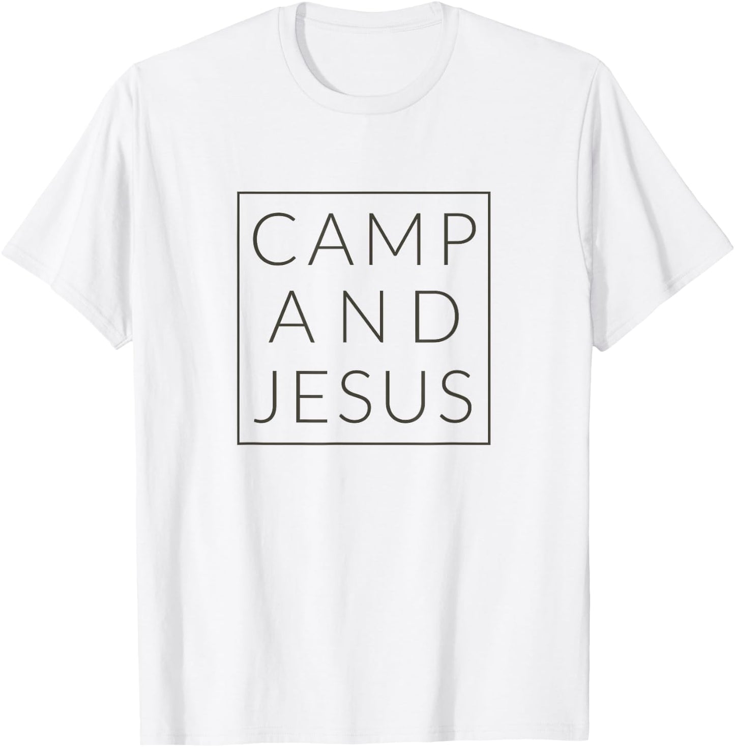 Camp and Jesus, Christian Minimal Camping Shirt T-Shirt - T-Shirt | White
