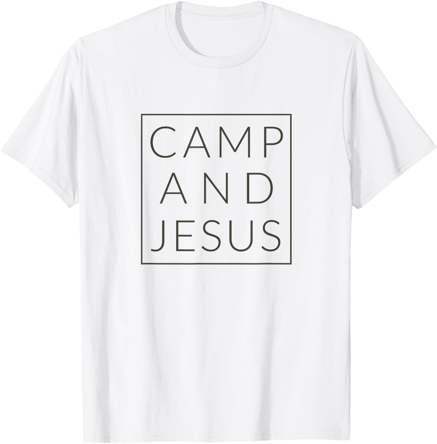 Camp and Jesus, Christian Minimal Camping Shirt T-Shirt - T-Shirt | White