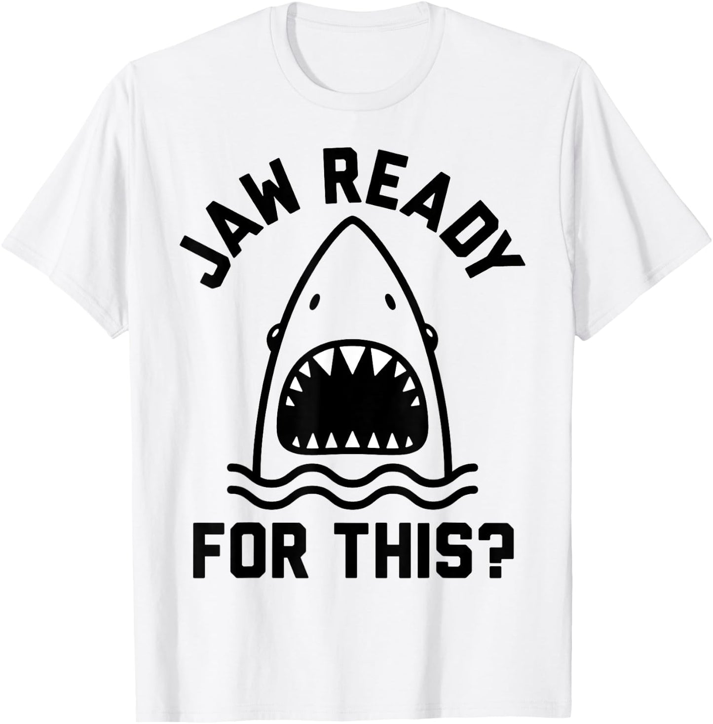 Jaw Ready For This Shark Line Art T-Shirt - T-Shirt | White