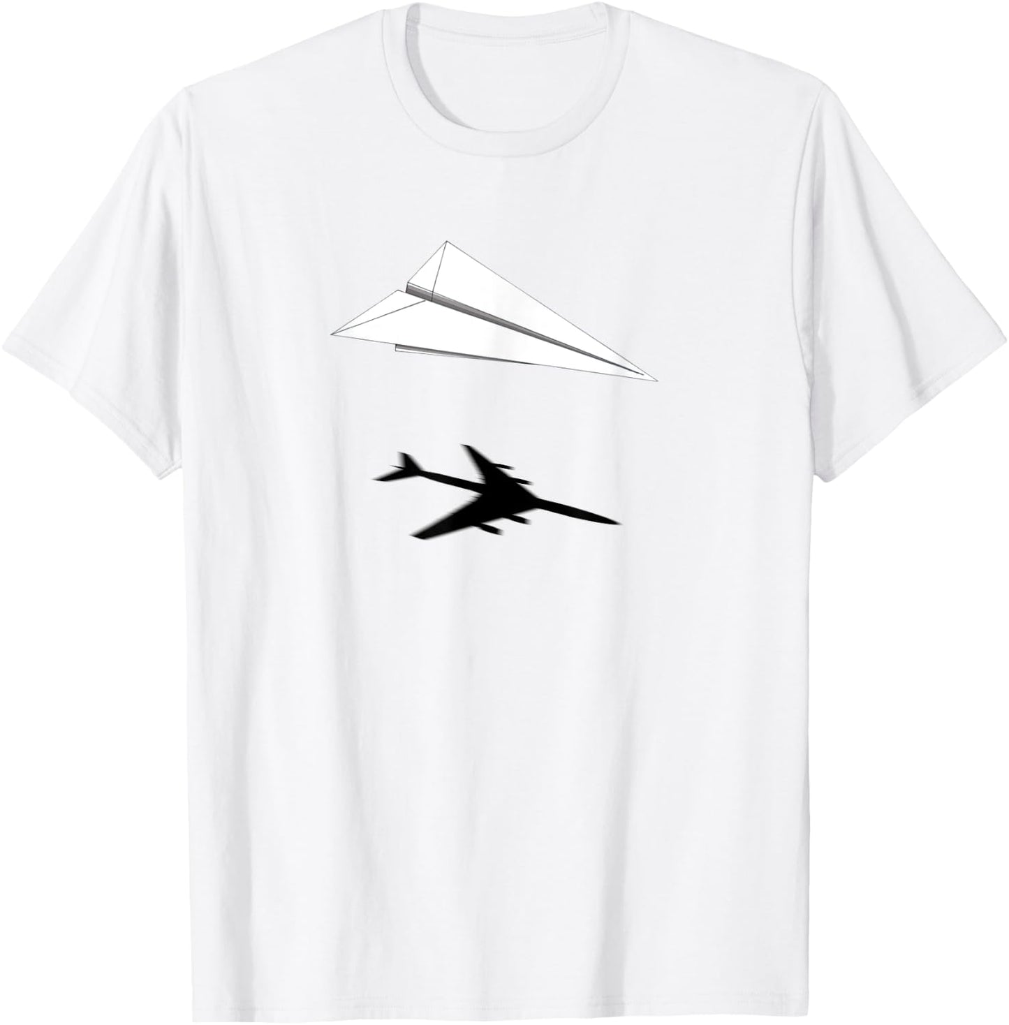 Paper Airplane Shadow 747 A340 A380 T-Shirt - T-Shirt | White
