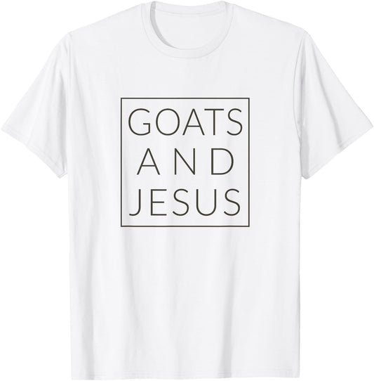 Goats and Jesus, Christian Minimal Fun Animal T-Shirt - T-Shirt | White