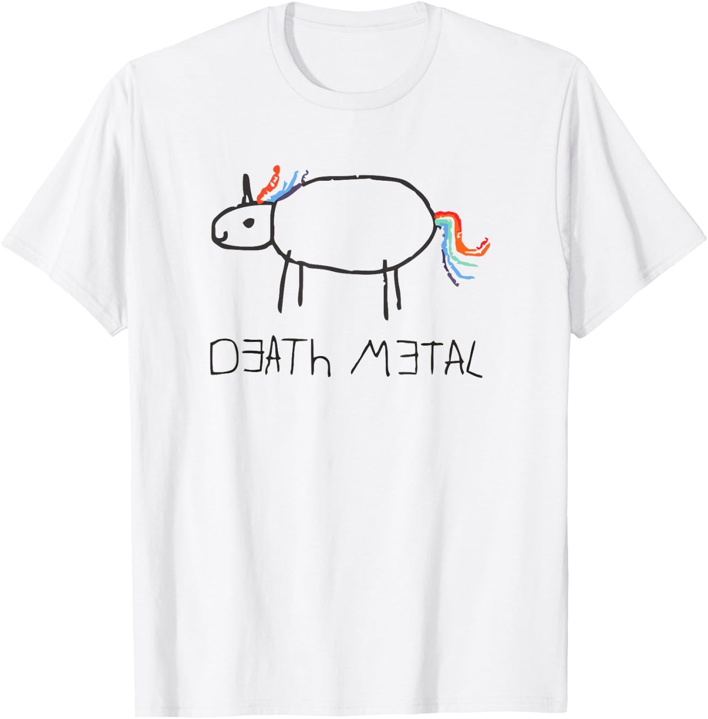 Funny Cute Death Metal Crayon Unicorn T-Shirt - T-Shirt | White