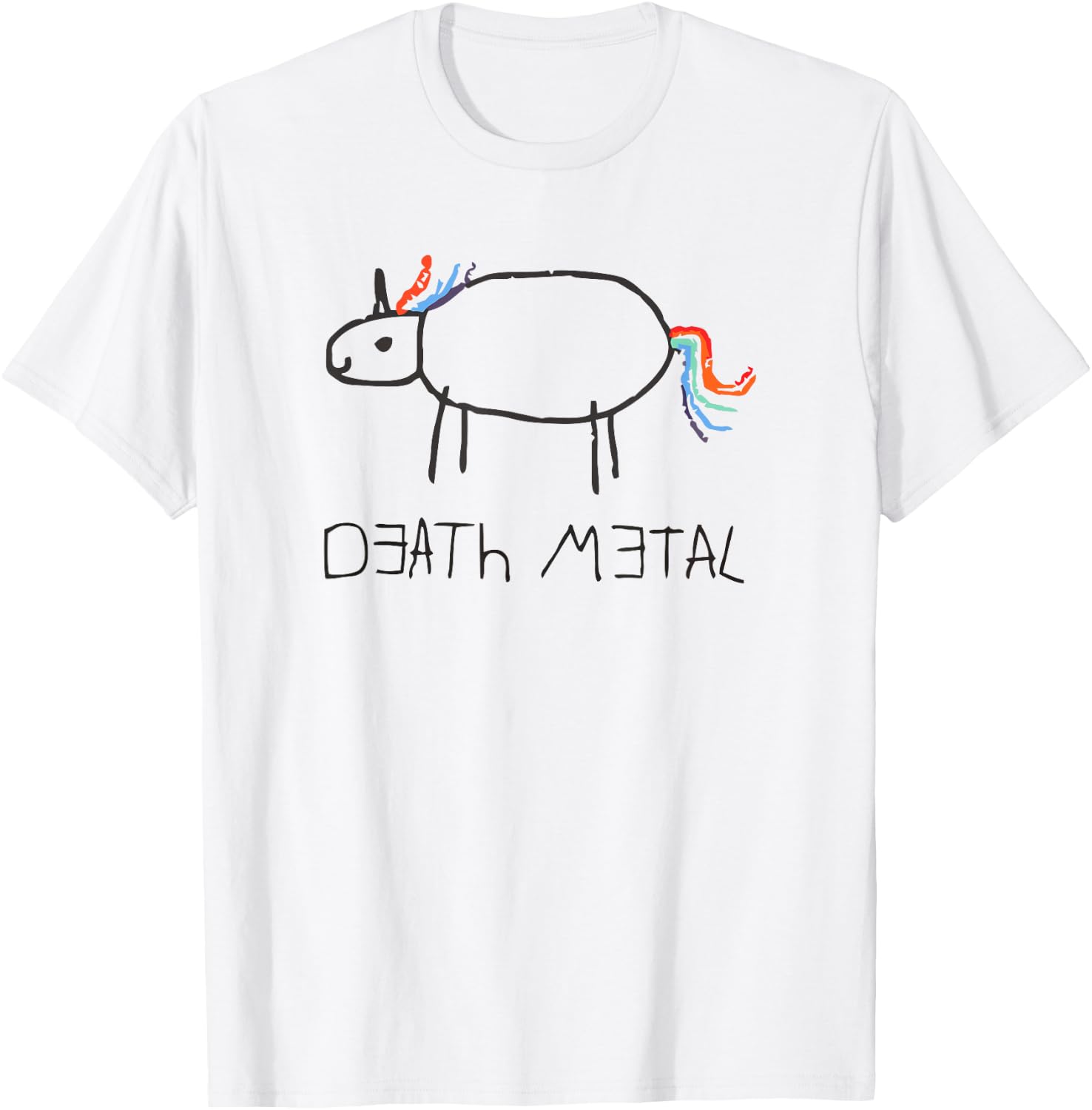 Funny Cute Death Metal Crayon Unicorn T-Shirt - T-Shirt | White