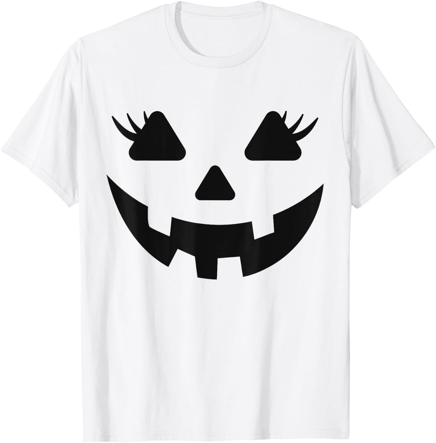 Jack O Lantern Face Pumpkin Eyelashes Halloween Women Girls T-Shirt - T-Shirt | White