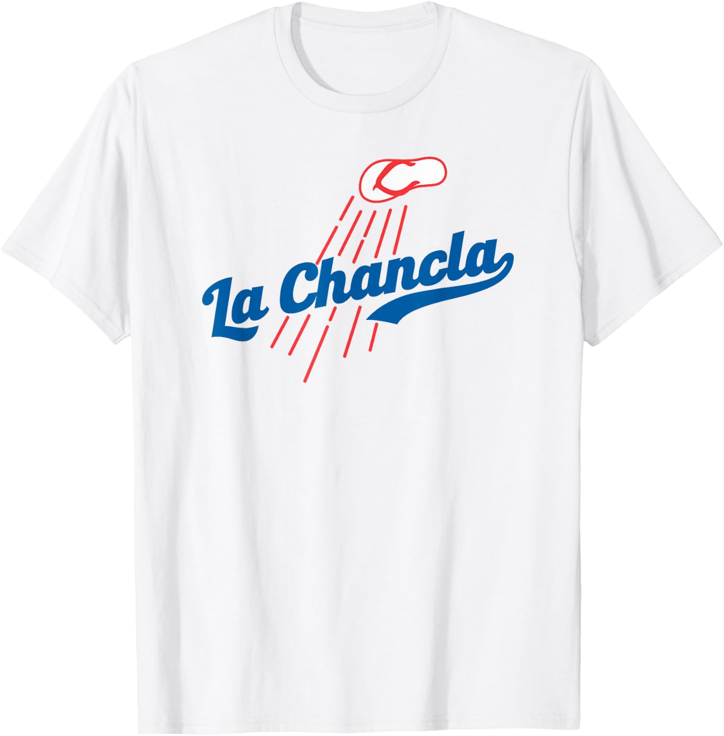 Funny Baseball Mexican Themed Flying La Chancla Flops T-Shirt - T-Shirt | White
