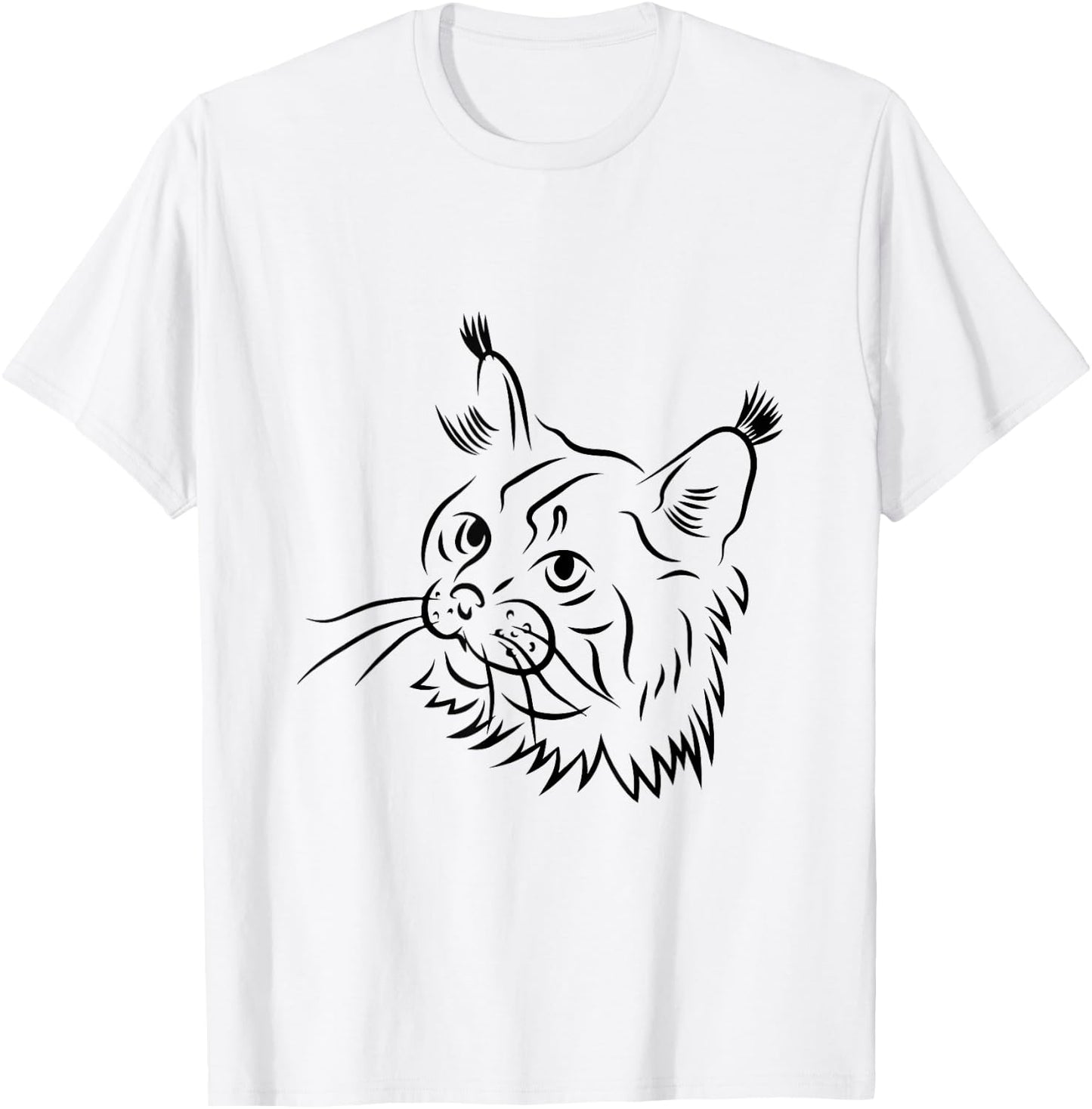 Maine Coon Cat Sketch Illustration T-Shirt - T-Shirt | White