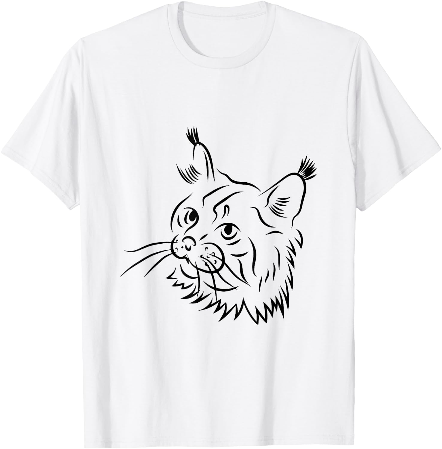 Maine Coon Cat Sketch Illustration T-Shirt - T-Shirt | White