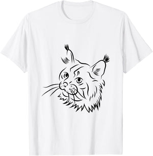 Maine Coon Cat Sketch Illustration T-Shirt - T-Shirt | White