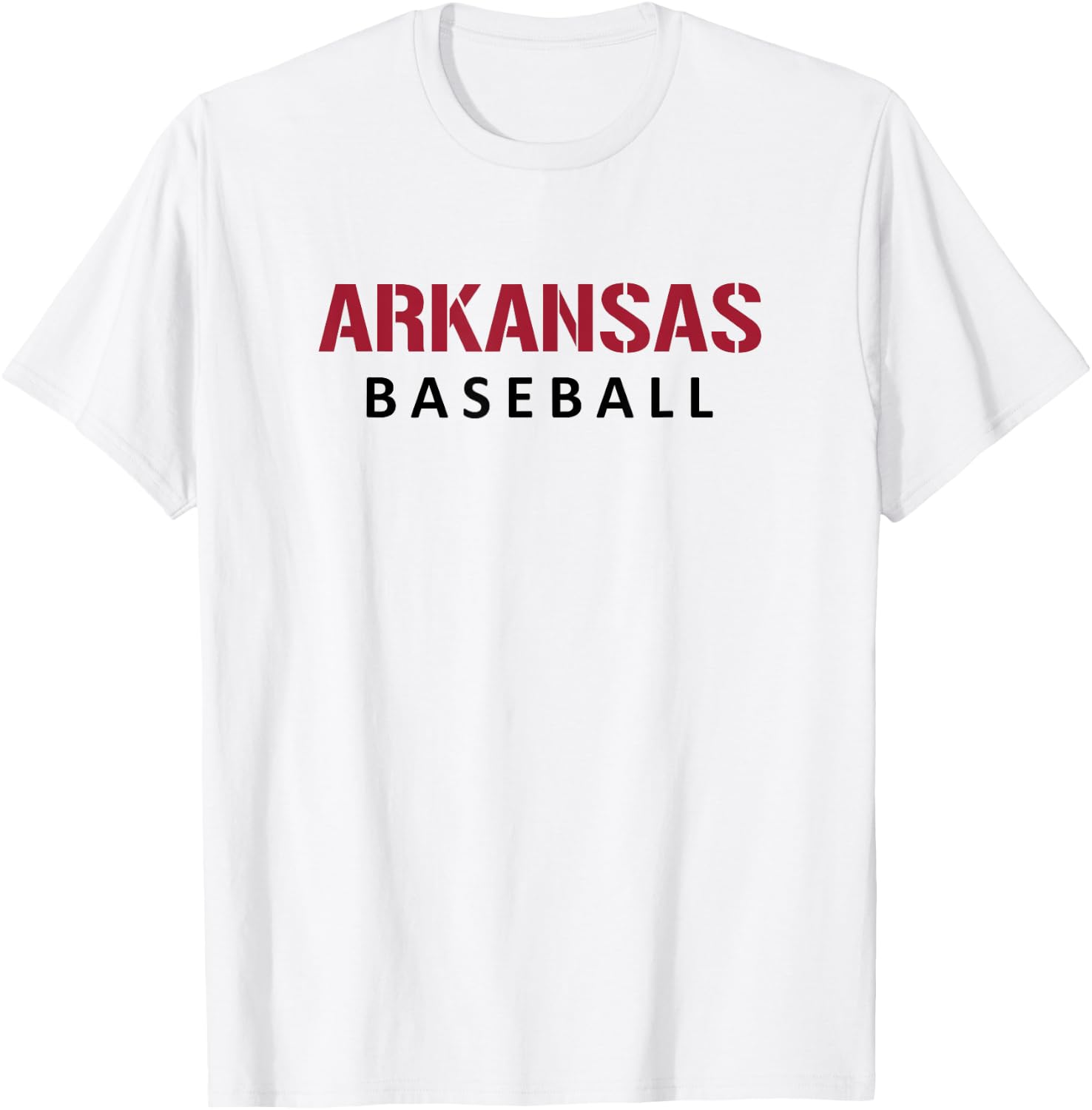 Arkansas Baseball Block and Stencil Font T-Shirt - T-Shirt | White