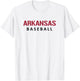 Arkansas Baseball Block and Stencil Font T-Shirt - T-Shirt | White