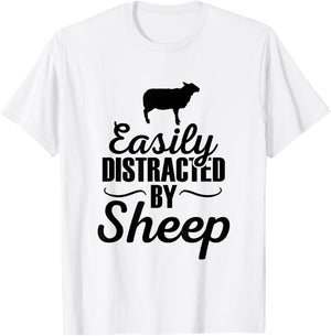 Easily Distracted By Sheep - Sheep Gifts For Sheep Lovers T-Shirt - T-Shirt | White