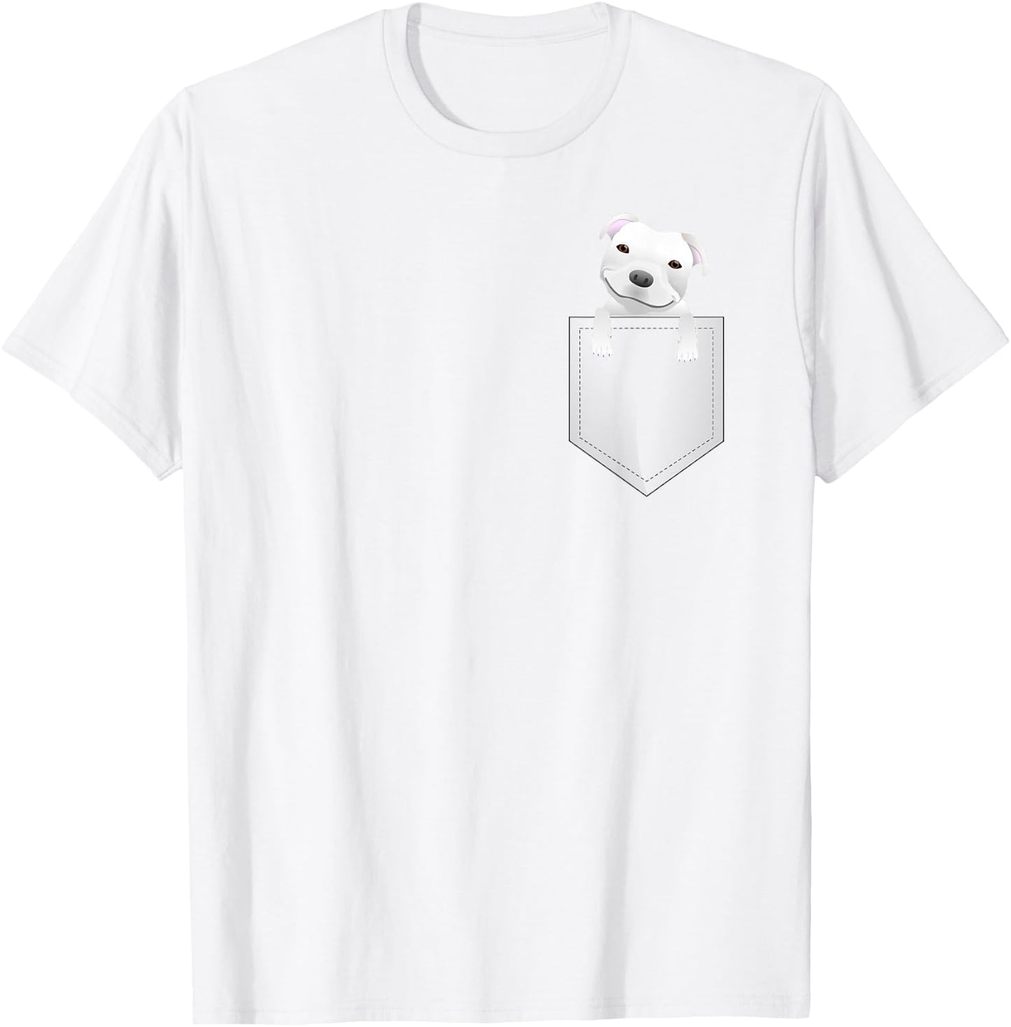 Pocket Pitbull White Puppy Cute T-Shirt - T-Shirt | White