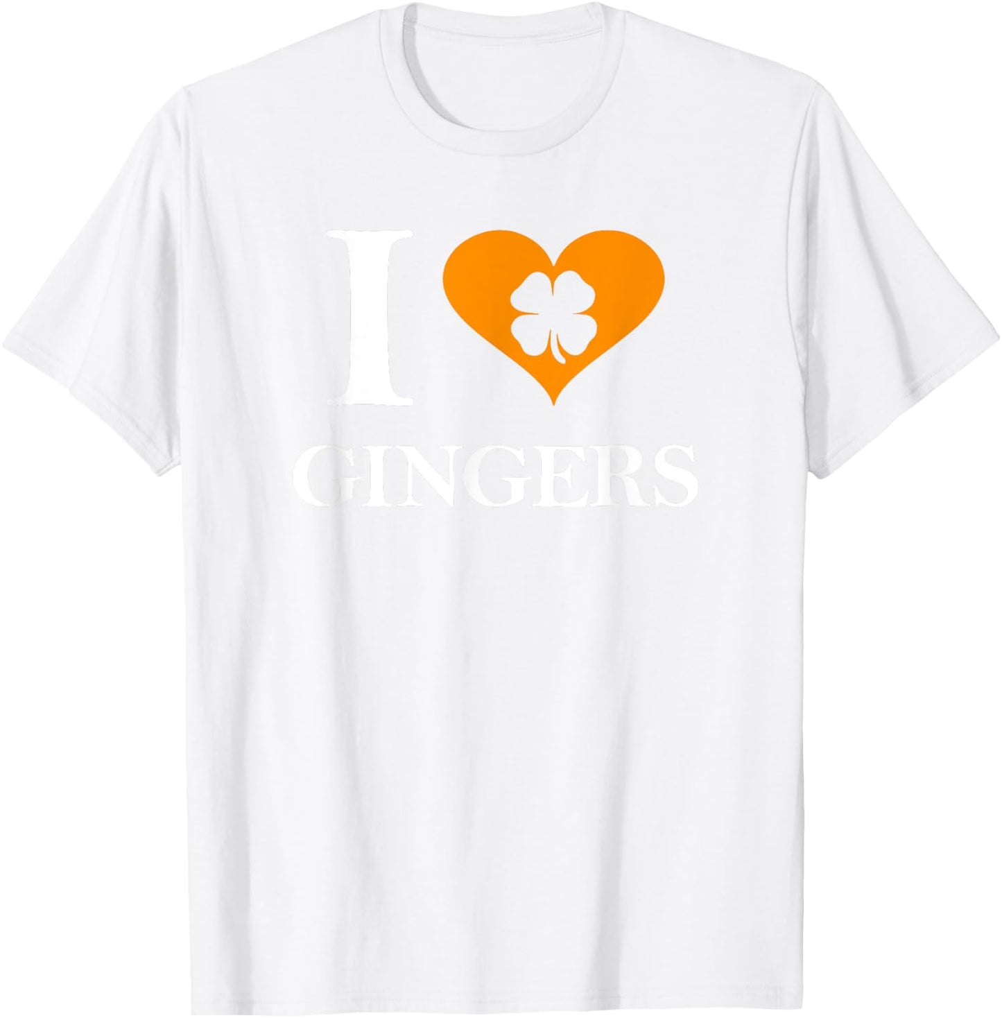I Love Gingers Heart Shamrock Redhead Lover Shirt T-Shirt - T-Shirt | White