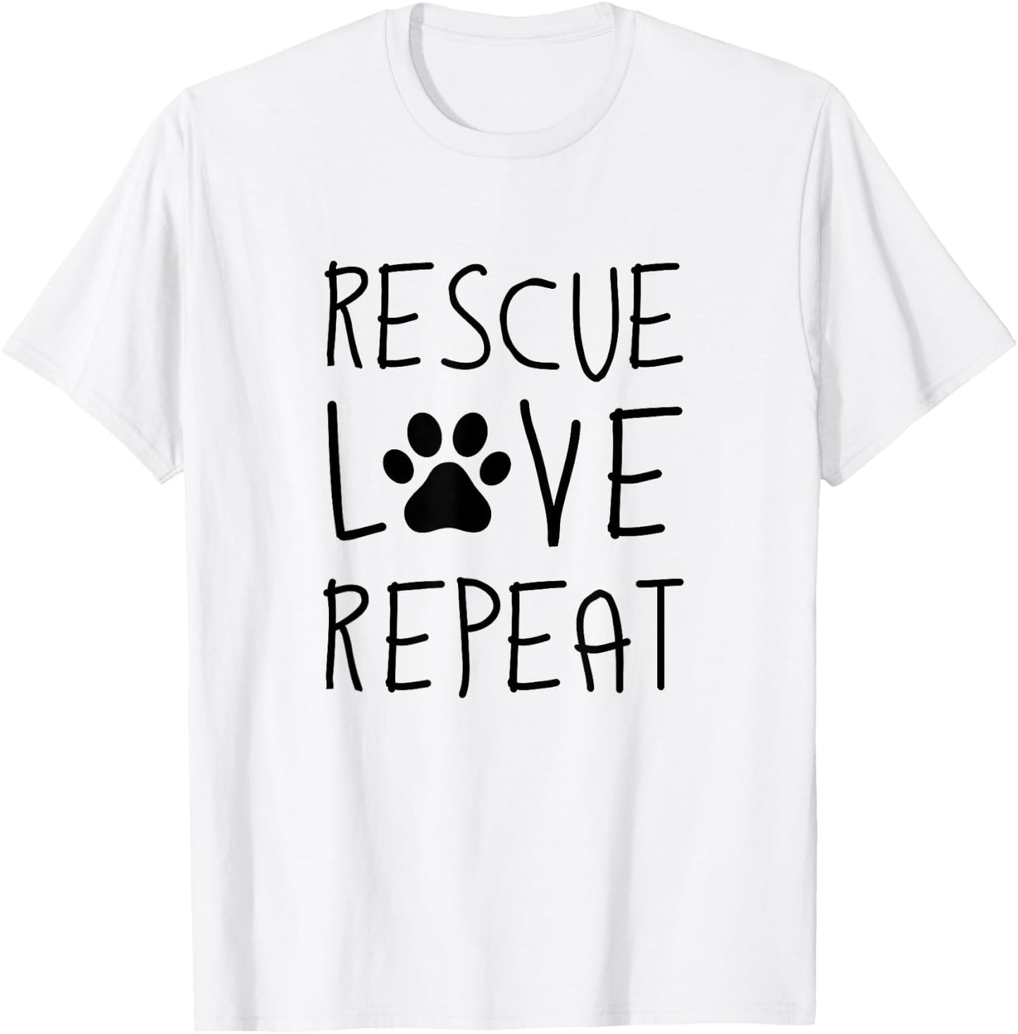 Dog Rescue Love Repeat Adopt Awareness T-Shirt - T-Shirt | White