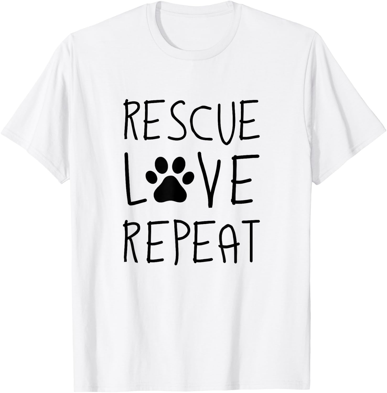 Dog Rescue Love Repeat Adopt Awareness T-Shirt - T-Shirt | White