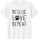 Dog Rescue Love Repeat Adopt Awareness T-Shirt - T-Shirt | White