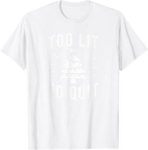 Too Lit to Quit | Funny Drinking Christmas Tree Lights T-Shirt - T-Shirt | White