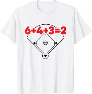 6432 Baseball Double Play Numbers Field Math Equation T-Shirt - T-Shirt | White