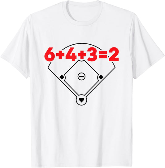 6432 Baseball Double Play Numbers Field Math Equation T-Shirt - T-Shirt | White