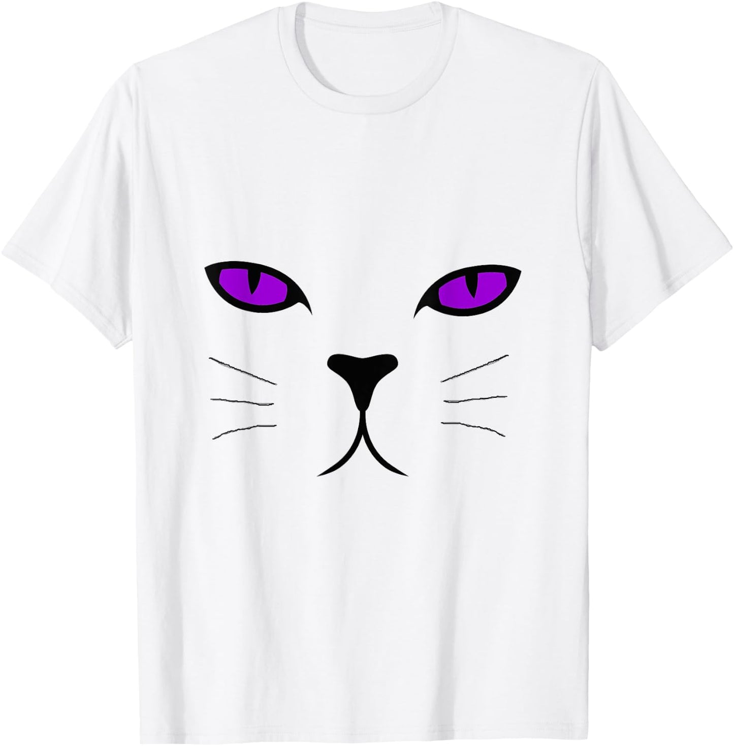 Giant Cat Face Purple Eyes Halloween Costume Shirt Men Women Kids T-Shirt - T-Shirt | White