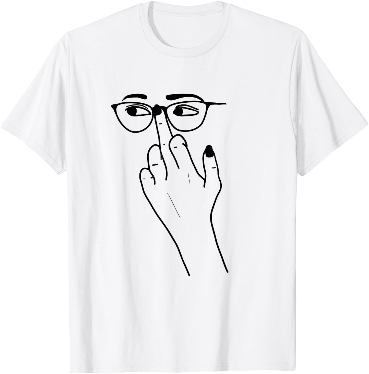Glasses Middle Finger Attitude T-Shirt - T-Shirt | White