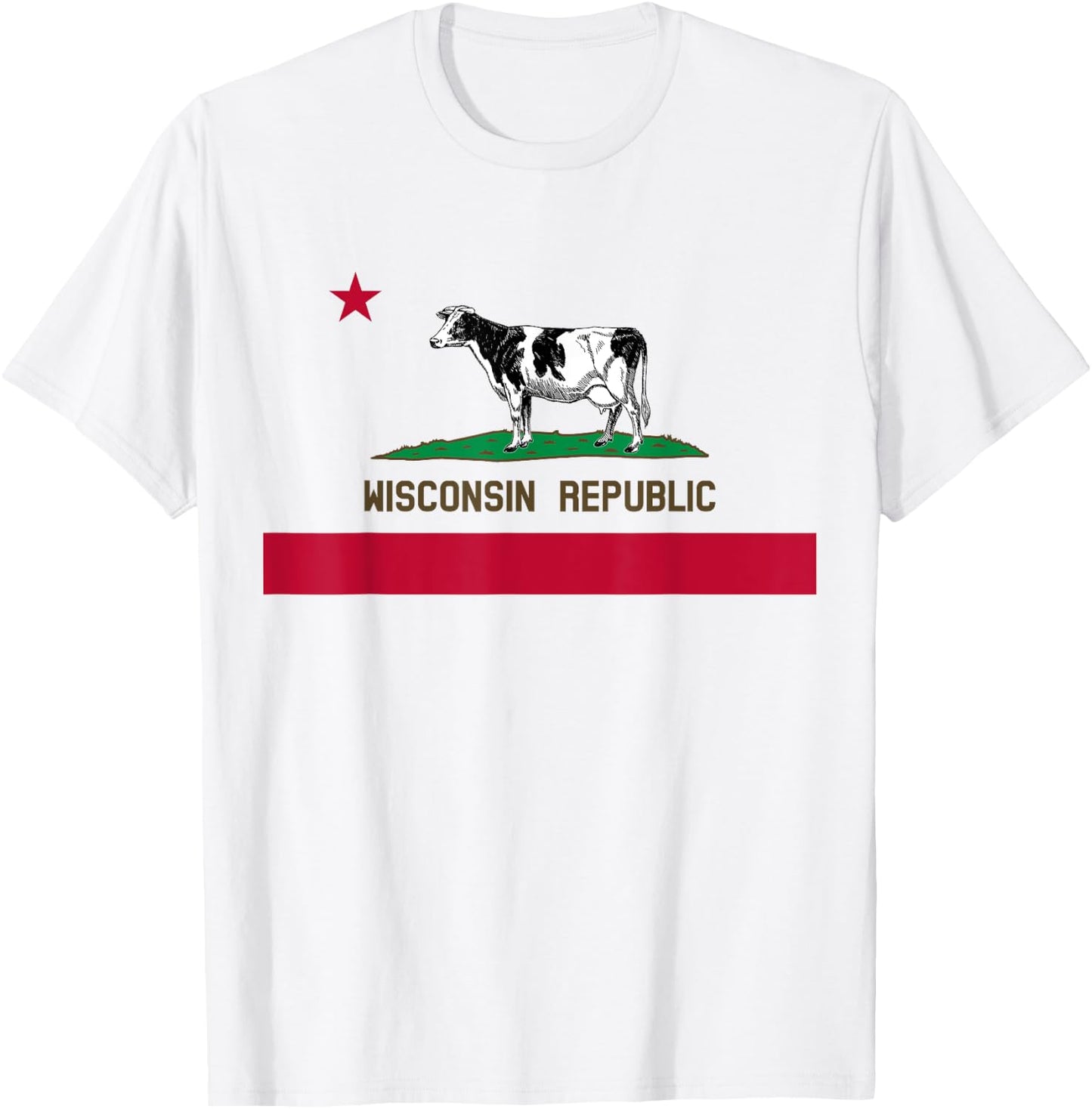 California Style Wisconsin State Flag T-Shirt - T-Shirt | White