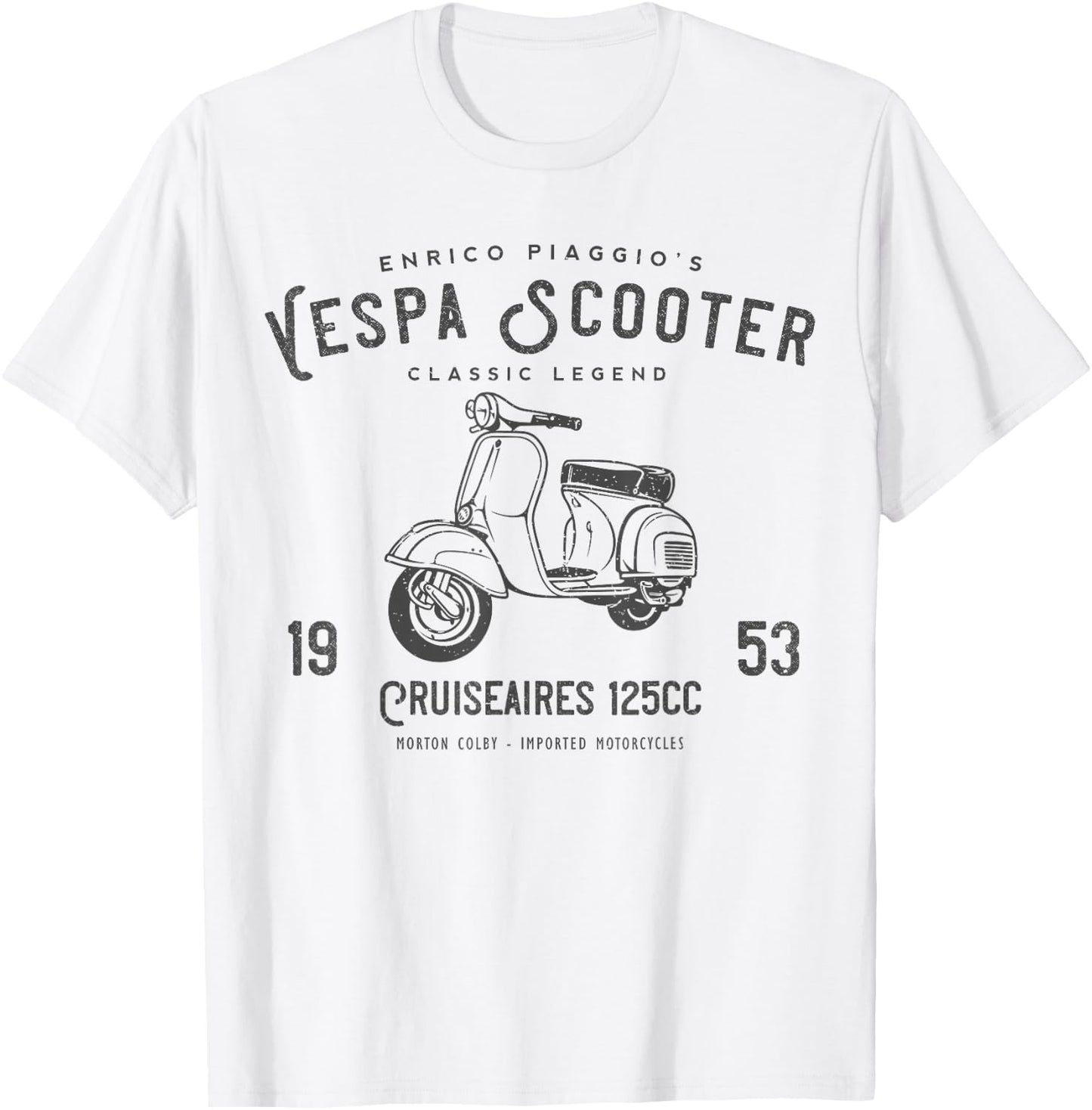 Vintage Piaggio Scooter 1953 125cc T Shirt Original Design T-Shirt - T-Shirt | White
