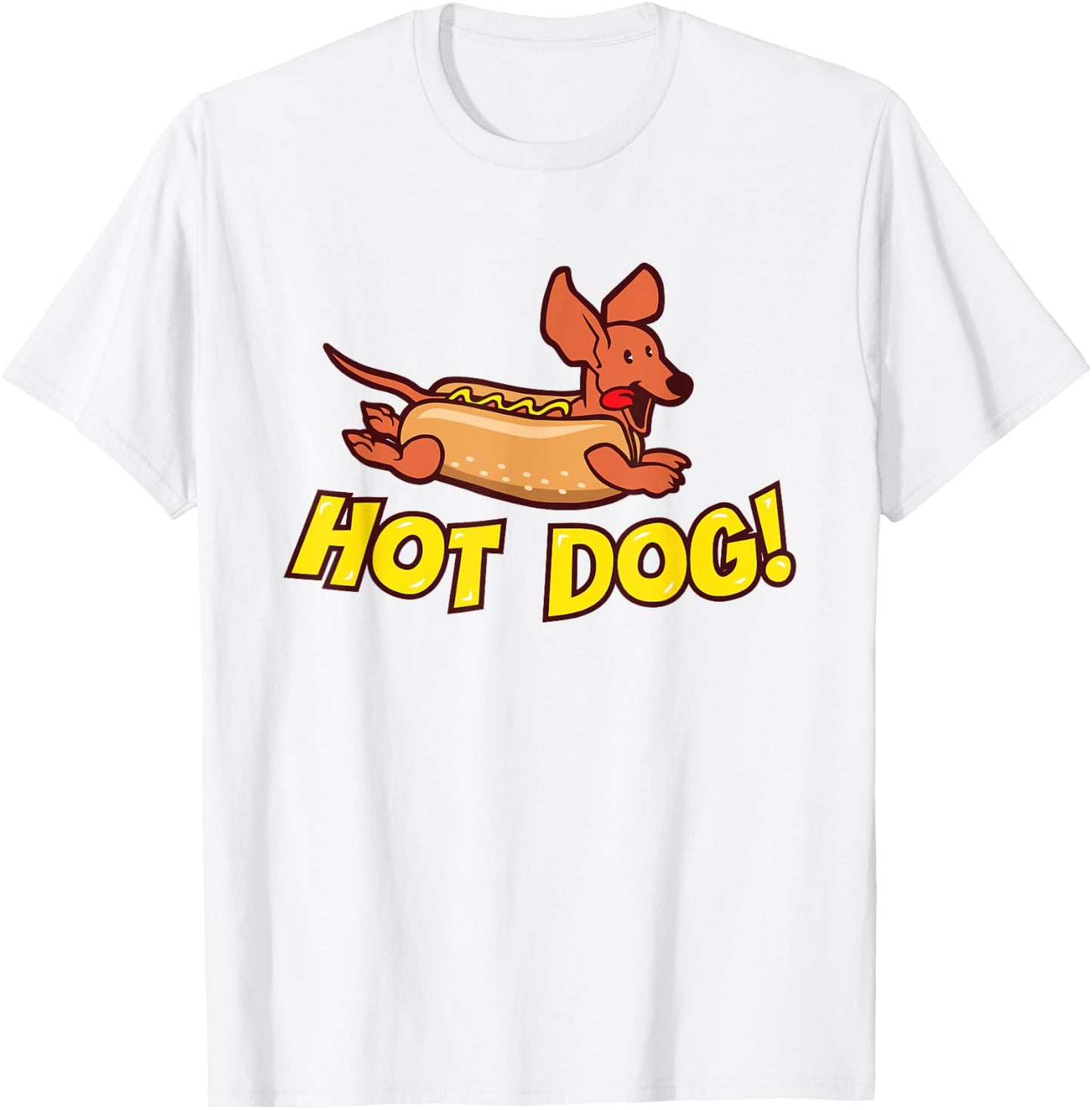 Dachshund "Hot Dog!" Wiener Dog Shirt , Women & Kids T-Shirt - T-Shirt | White