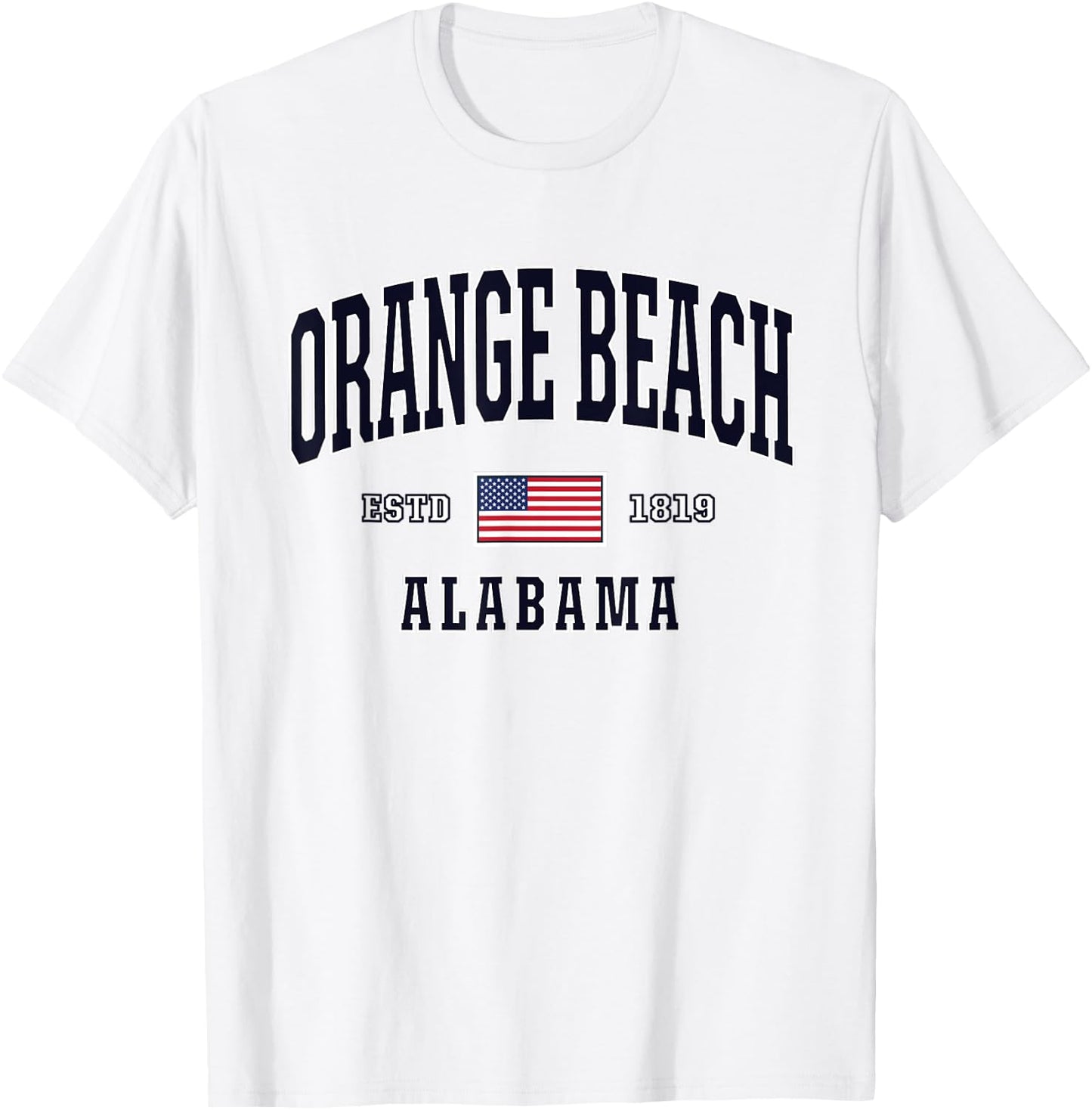 USA FLAG Stars & Stripes Orange Beach Alabama T-Shirt - T-Shirt | White