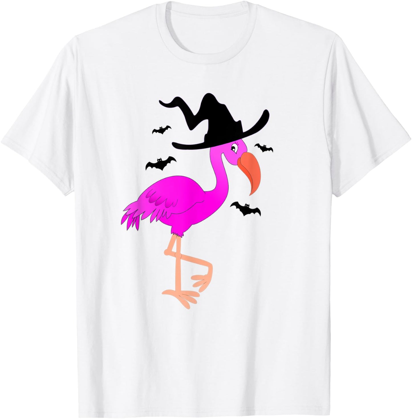Flamingo Witch Halloween T-Shirt - T-Shirt | White