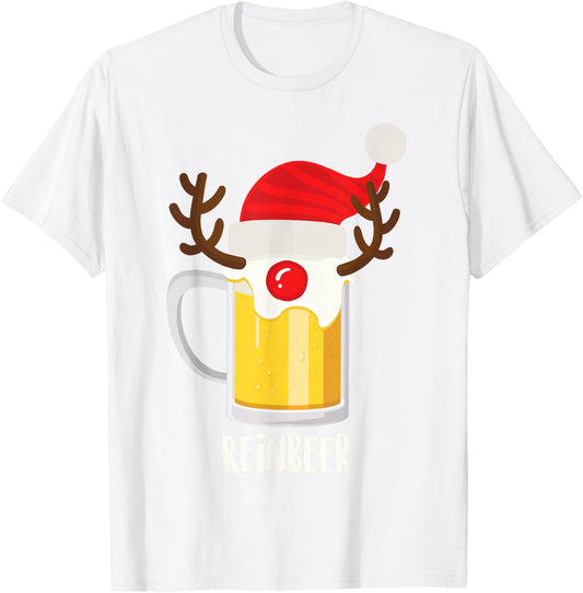 Reinbeer Shirt | Christmas Rudolph Alcohol Drinks Cool Gift T-Shirt - T-Shirt | White