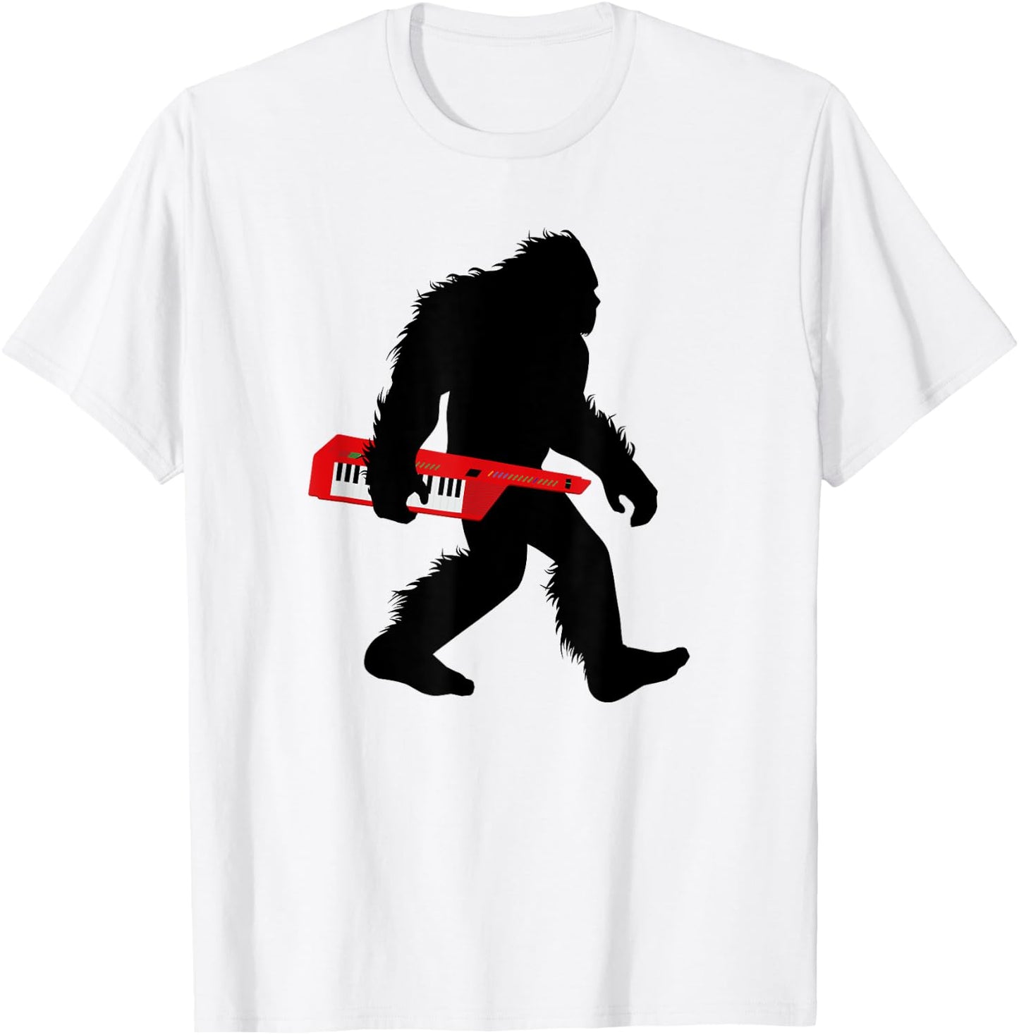 Bigfoot Keytar , Synthesizer Sasquatch Apparel T-Shirt - T-Shirt | White