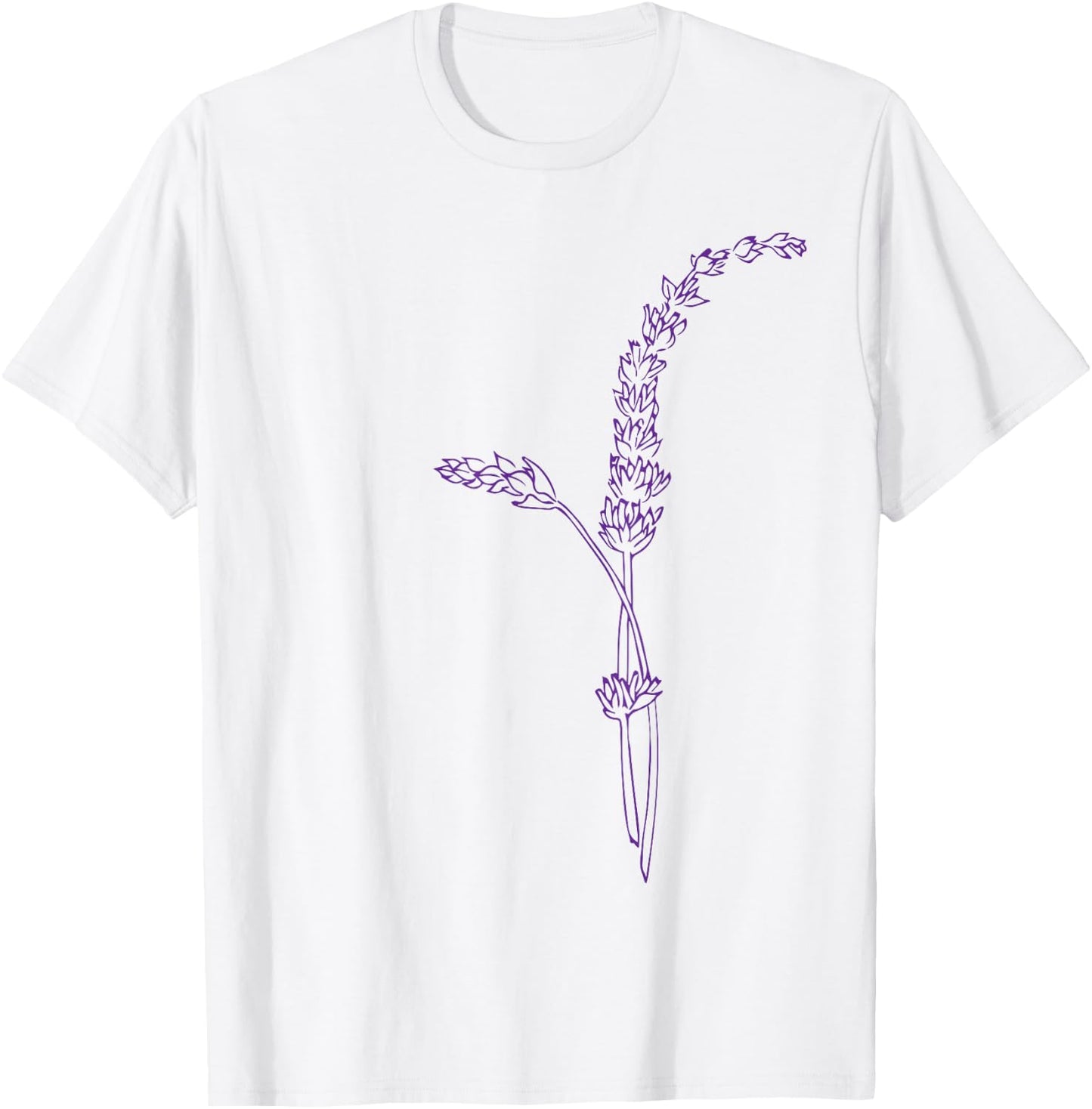 Lavender Flower Drawing Graphic | Illustration | Sales T-Shirt - T-Shirt | White